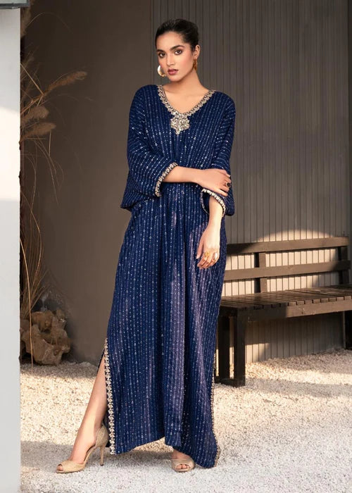 Navy embroidered kaftan